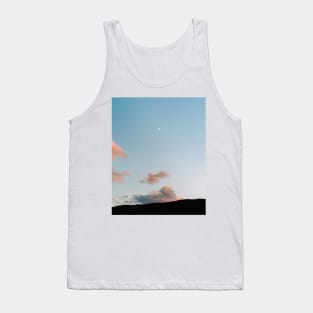 Pastel moody sunset clouds with a small moon Tank Top